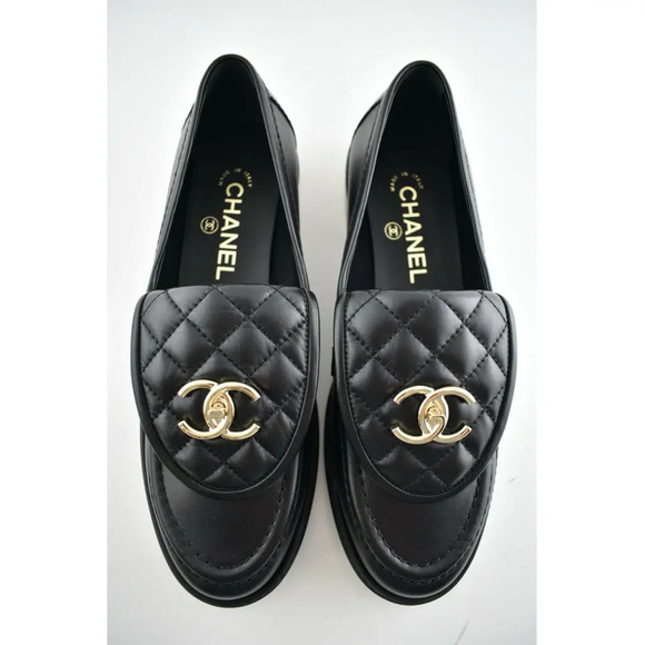 Chanel REV Black Quilted Flap Turnlock CC Logo Mule Slip On Flat Loafer 41 - Picture 8 of 12